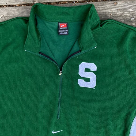 Vintage Nike Center Swoosh Michigan State Jersey T Shirt Green Large - Picture 13 of 16